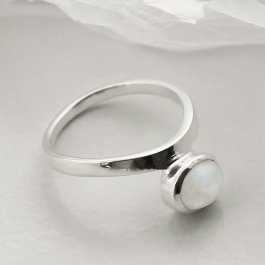 MZB128 MS STERLING SILVER MOONSTONE STACKING RING 2