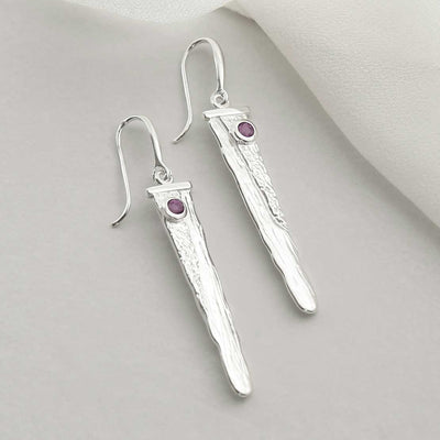 MZB125 AM STERLING SILVER AMETHYST WATERFALL EARRINGS 1