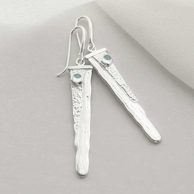 MZB125 BT STERLING SILVER BLUE TOPAZ WATERFALL EARRINGS 2