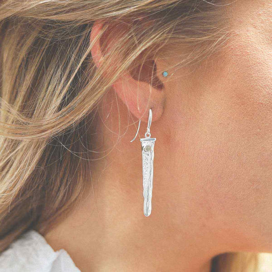 MZB125 LB STERLING SILVER LABRADORITE WATERFALL EARRINGS MODEL