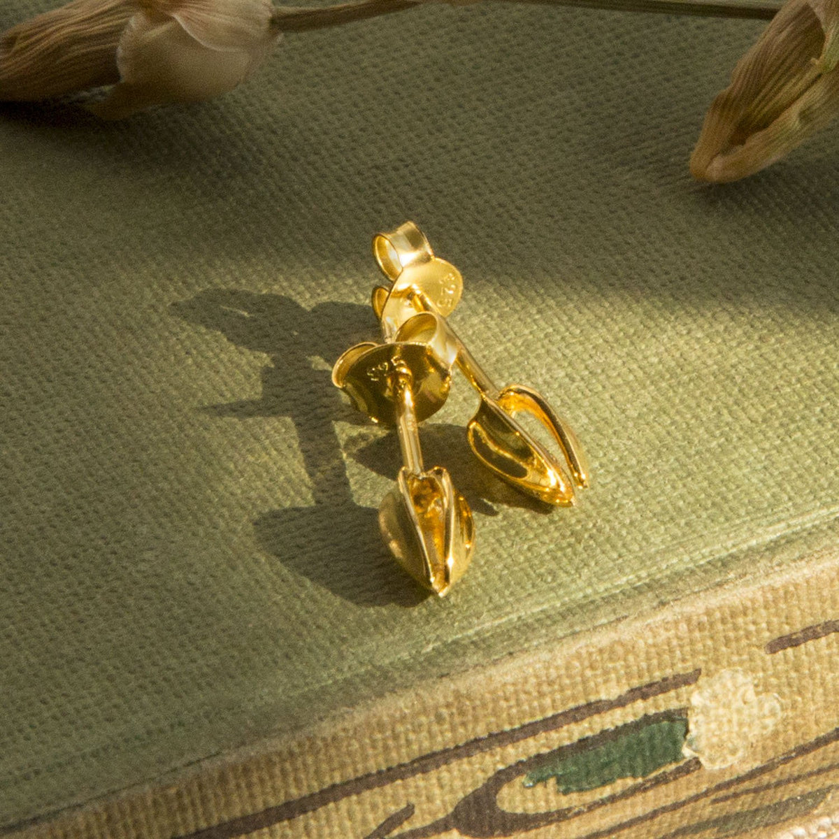 Gold Plated Sterling Silver Flower Stud Earrings