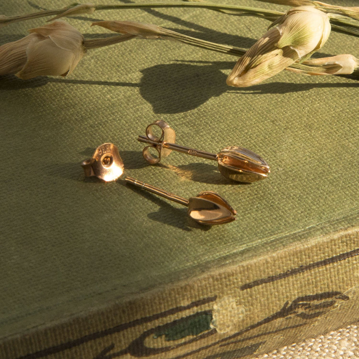 Rose Gold Plated Sterling Silver Flower Stud Earrings