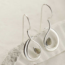 MZB129 LB STERLING SILVER LABRADORITE LOOP DROP EARRINGS 2