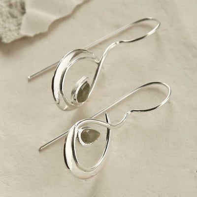MZB129 LB STERLING SILVER LABRADORITE LOOP DROP EARRINGS 3