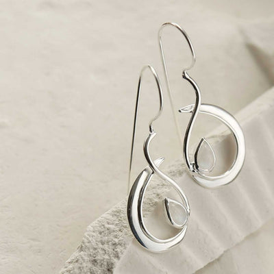 MZB129 MS STERLING SILVER MOONSTONE LOOP DROP EARRINGS 3