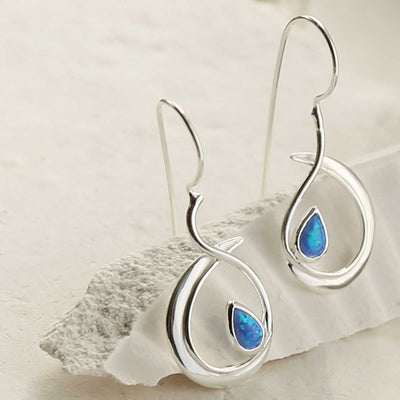 MZB129 OP STERLING SILVER OPALITE LOOP DROP EARRINGS 2