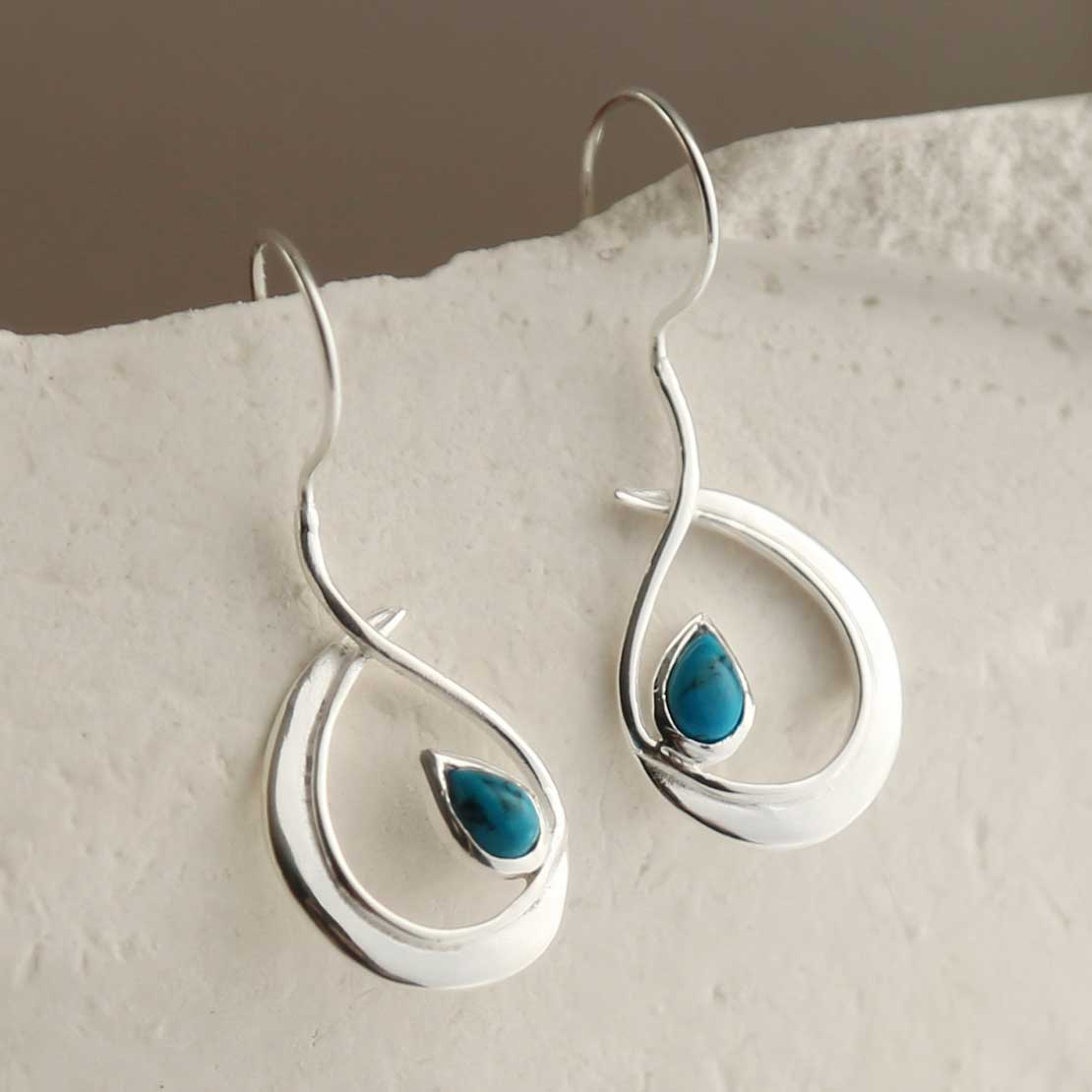 Sterling Silver Turquoise Loop Drop Earrings