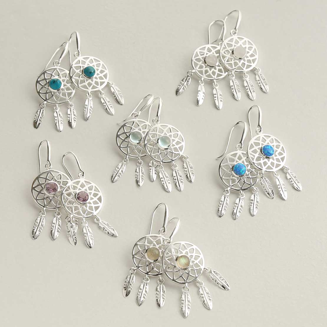 Sterling Silver Blue Topaz Dream Catcher Earrings