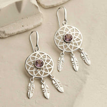 MZB130E AM STERLING SILVER AMETHYST DREAM CATCHER EARRINGS 1