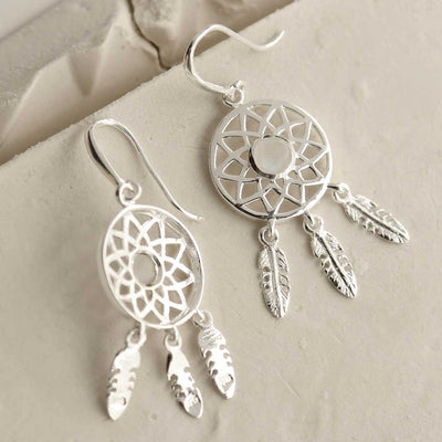 MZB130E MS STERLING SILVER MOONSTONE DREAM CATCHER EARRINGS 1
