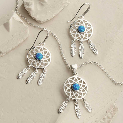 MZB130 OP STERLING SILVER OPALITE DREAM CATCHER SET