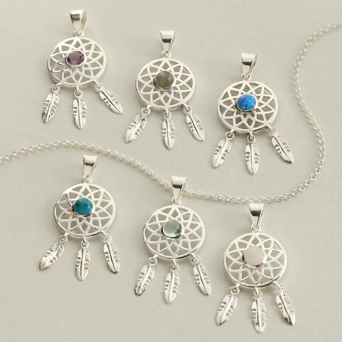 Sterling Silver Labradorite Dream Catcher Necklace