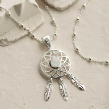 MZB130P MS STERLING SILVER MOONSTONE DREAM CATCHER NECKLACE 2