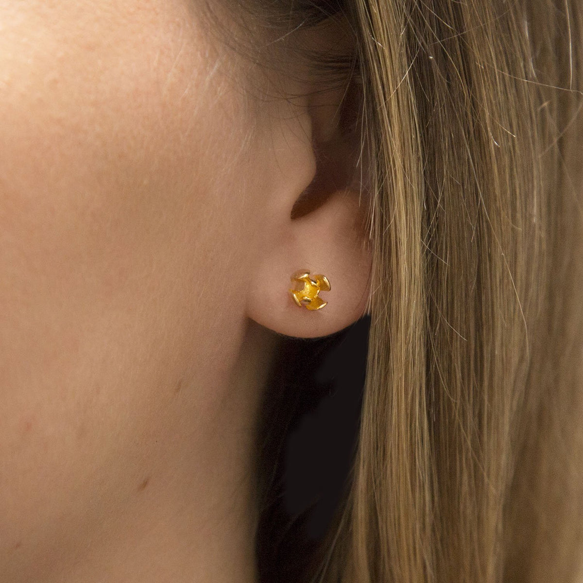 Gold Plated Sterling Silver Tulip Stud Earrings