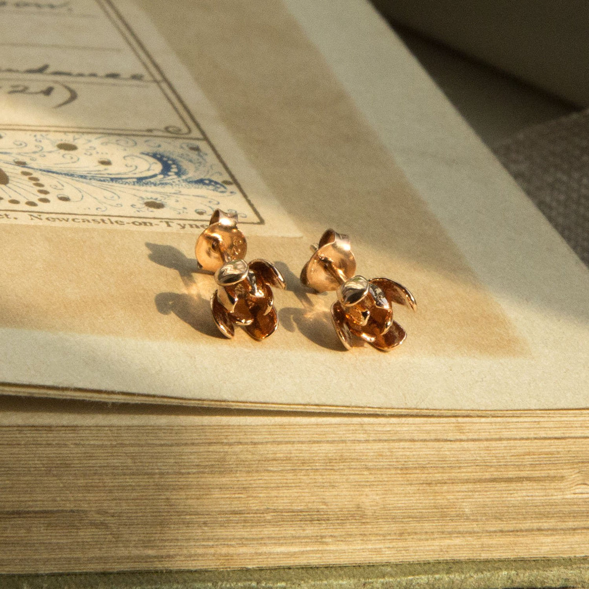 Rose Gold Plated Sterling Silver Tulip Stud Earrings