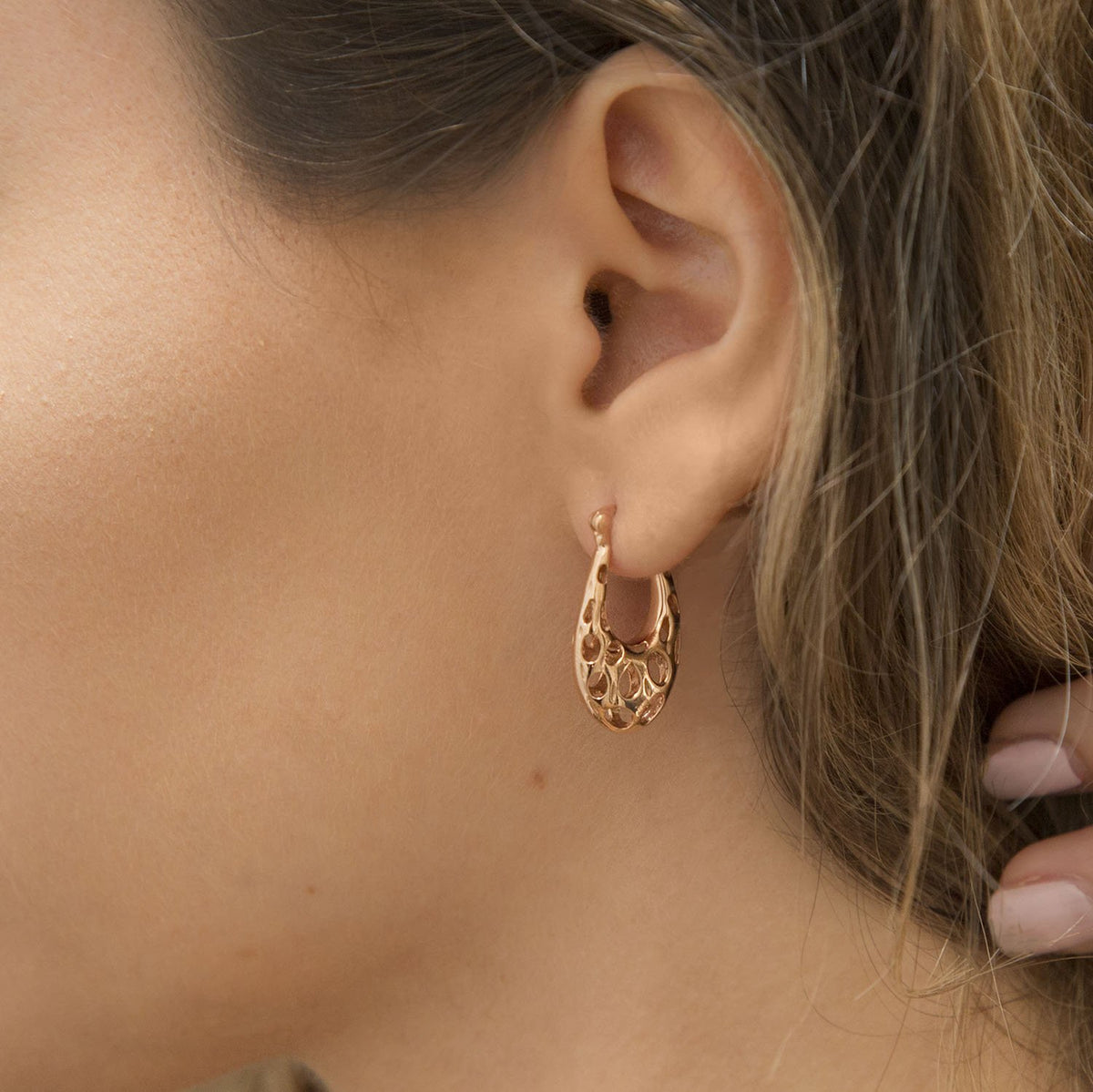 Rose Gold Plated Sterling Silver Abstract Bubble Hoops