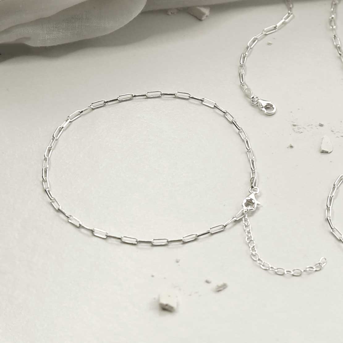 Sterling Silver Fine Paperclip Anklet