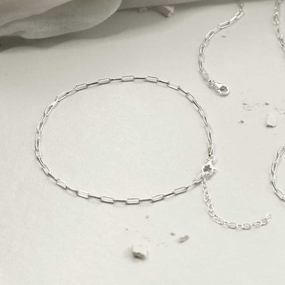 MV1332A STERLING SILVER FINE PAPERCLIP ANKLET 4