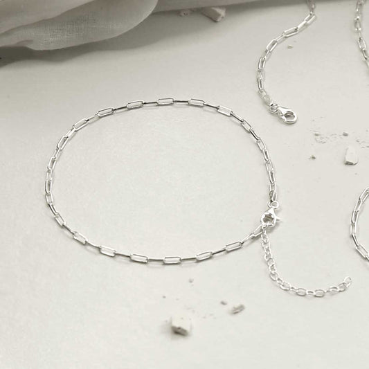 MV1332A STERLING SILVER FINE PAPERCLIP ANKLET 4