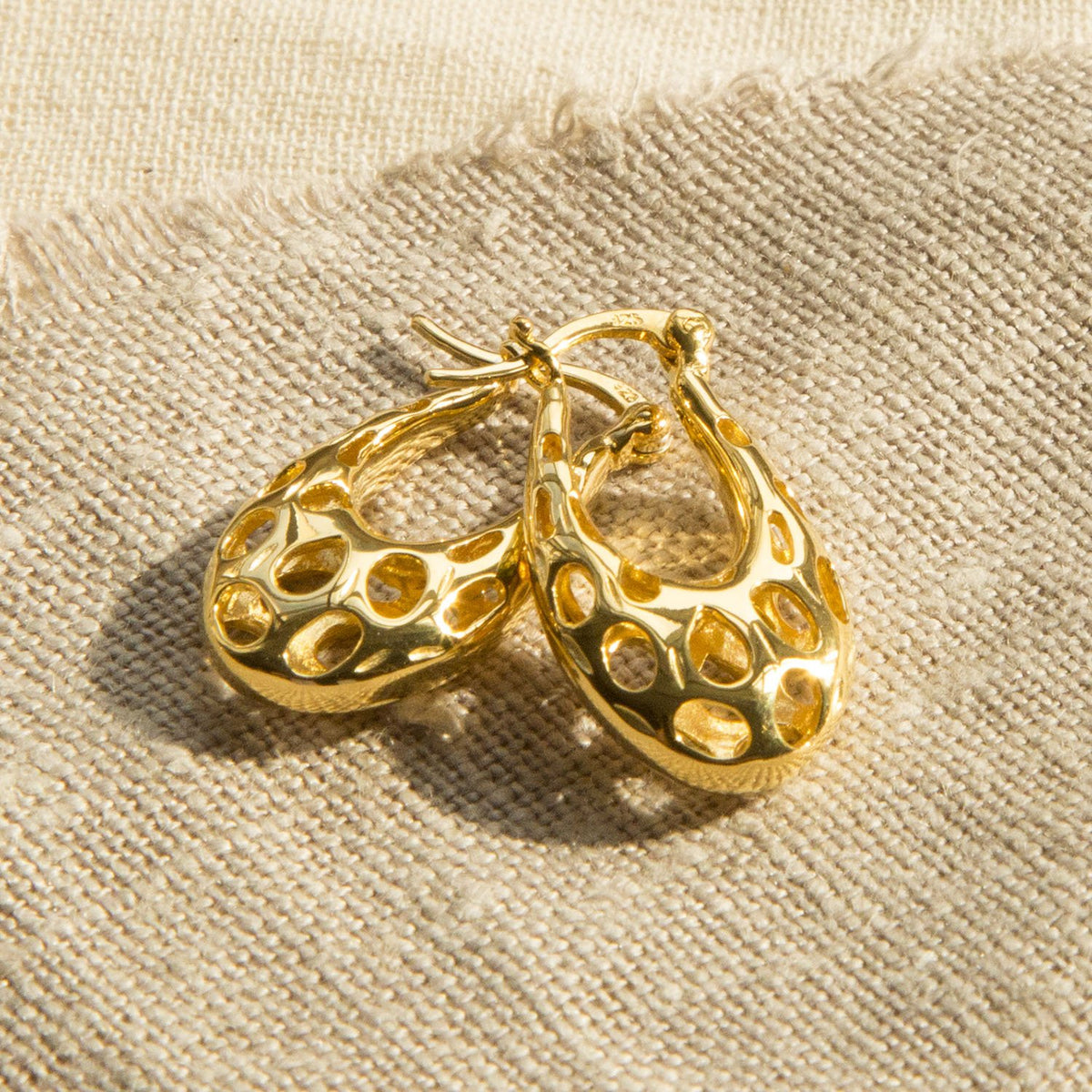 Gold Plated Sterling Silver Abstract Bubble Hoops