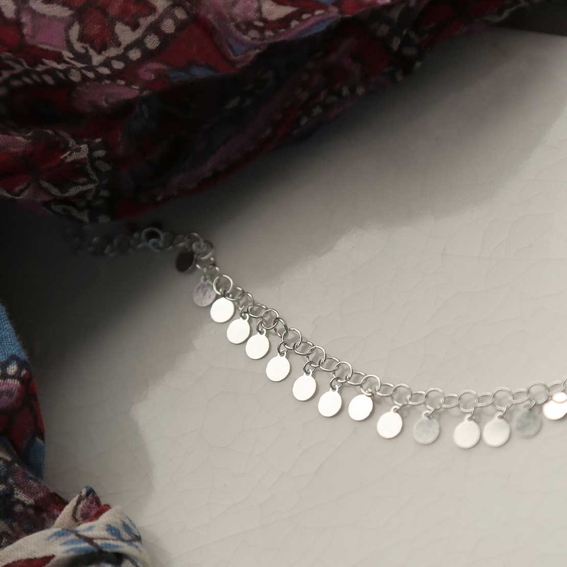 Sterling Silver Sequin Anklet