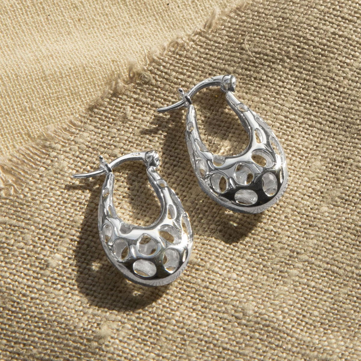 Sterling Silver Abstract Bubble Hoops