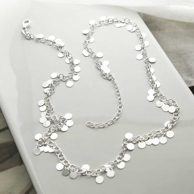 MV1335N STERLING SILVER SEQUIN NECKLACE 16 18 1