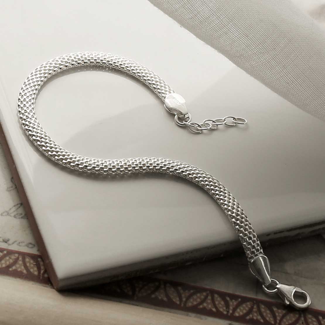 Sterling Silver Woven Mesh Bracelet