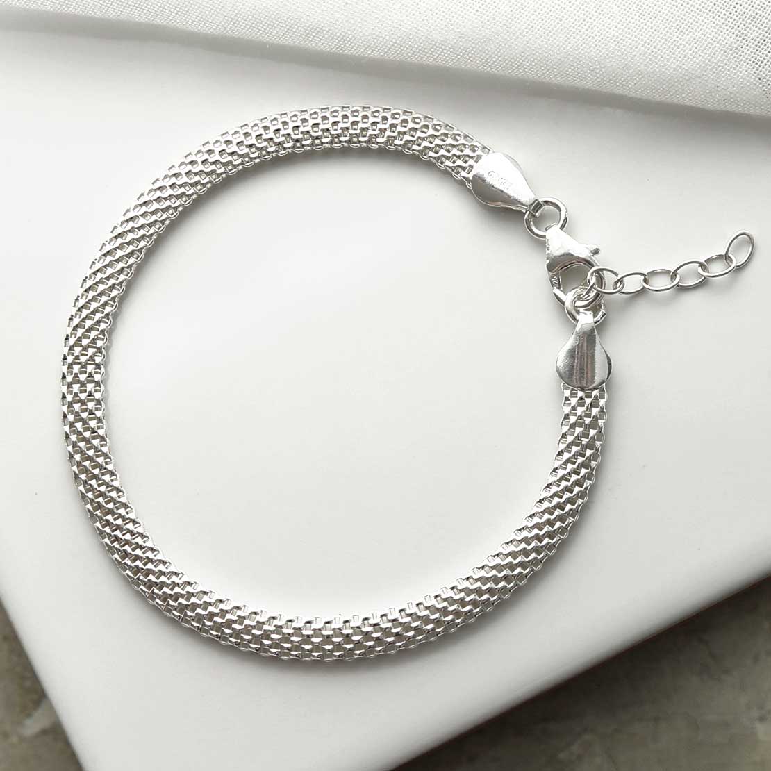Sterling Silver Woven Mesh Bracelet