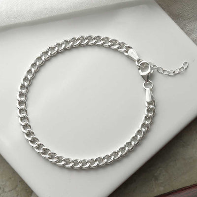 MV1337B STERLING SILVER CHUNKY CURB BRACELET 5