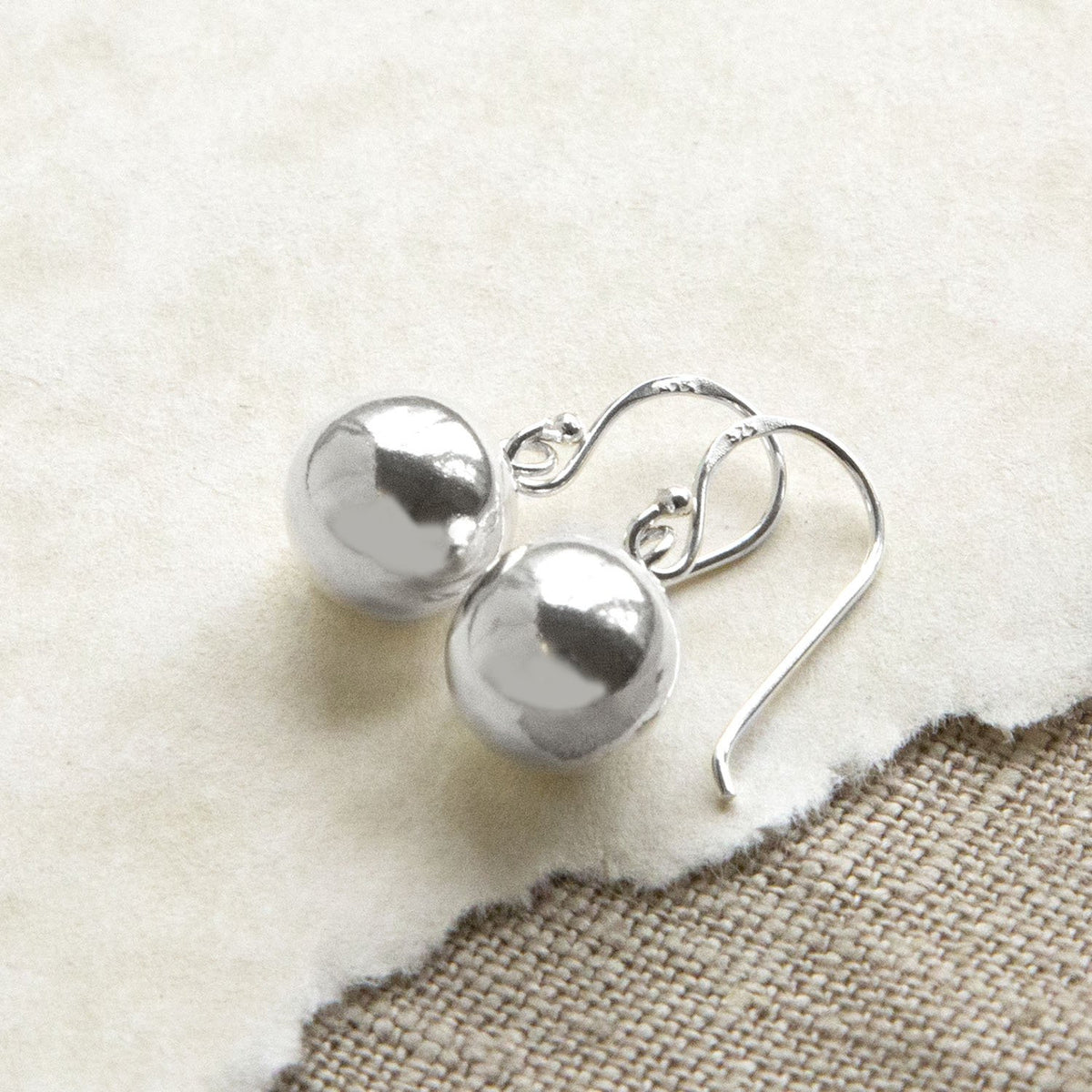 Sterling Silver Dangly Simple Sphere Earrings
