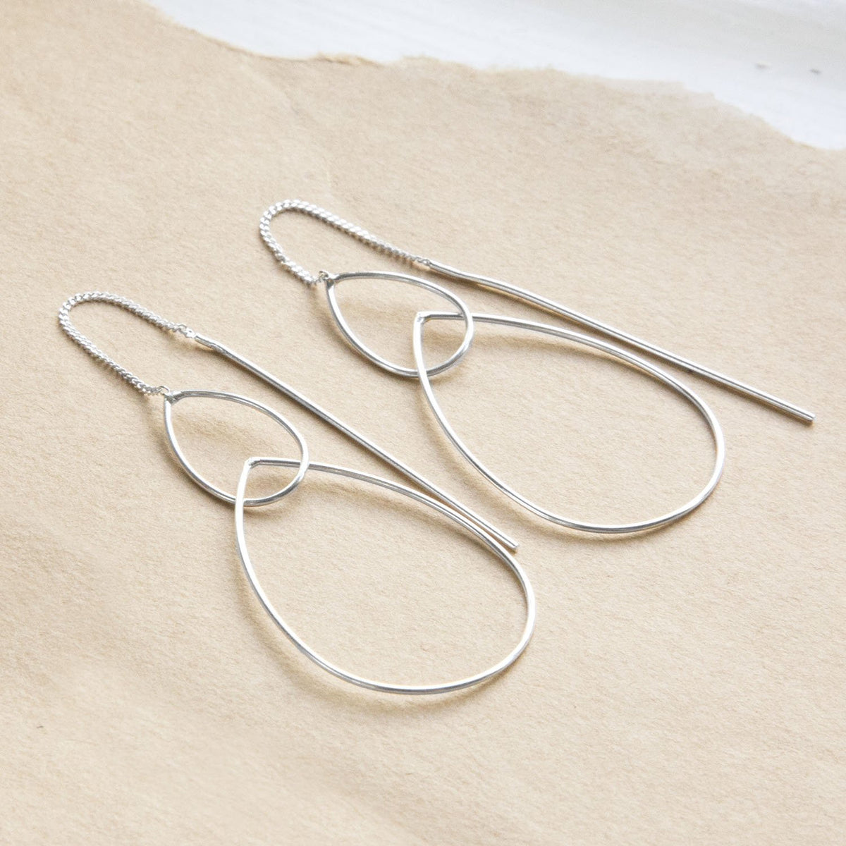 Sterling Silver Fine Teardrop Threader Earrings