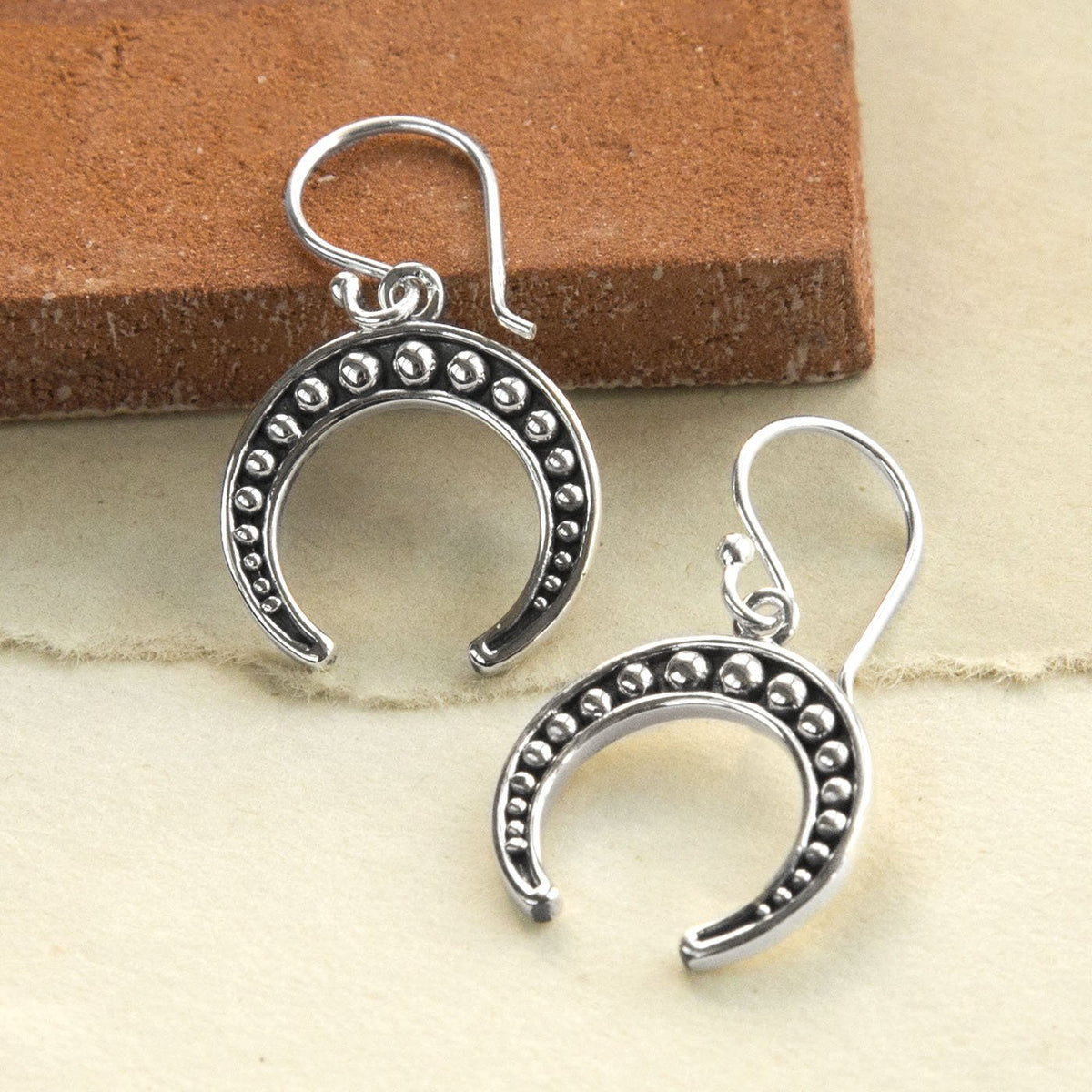Sterling Silver Anatolia Moon Dangly Earrings