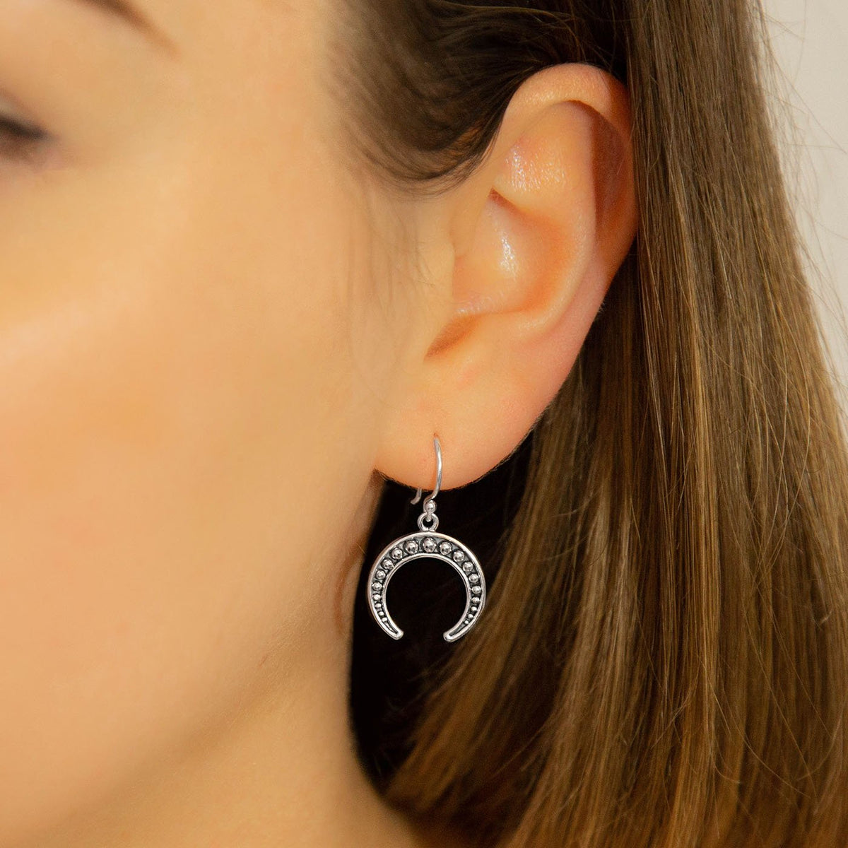 Sterling Silver Anatolia Moon Dangly Earrings