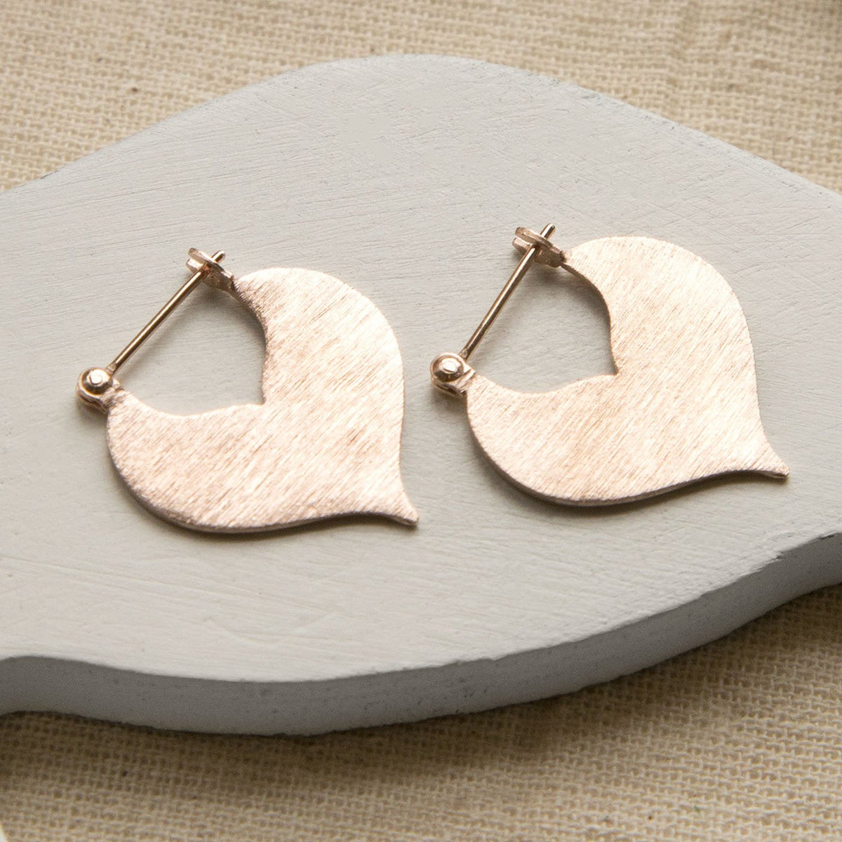 Rose Gold Plated Sterling Silver Love Leaf Drop Earrings