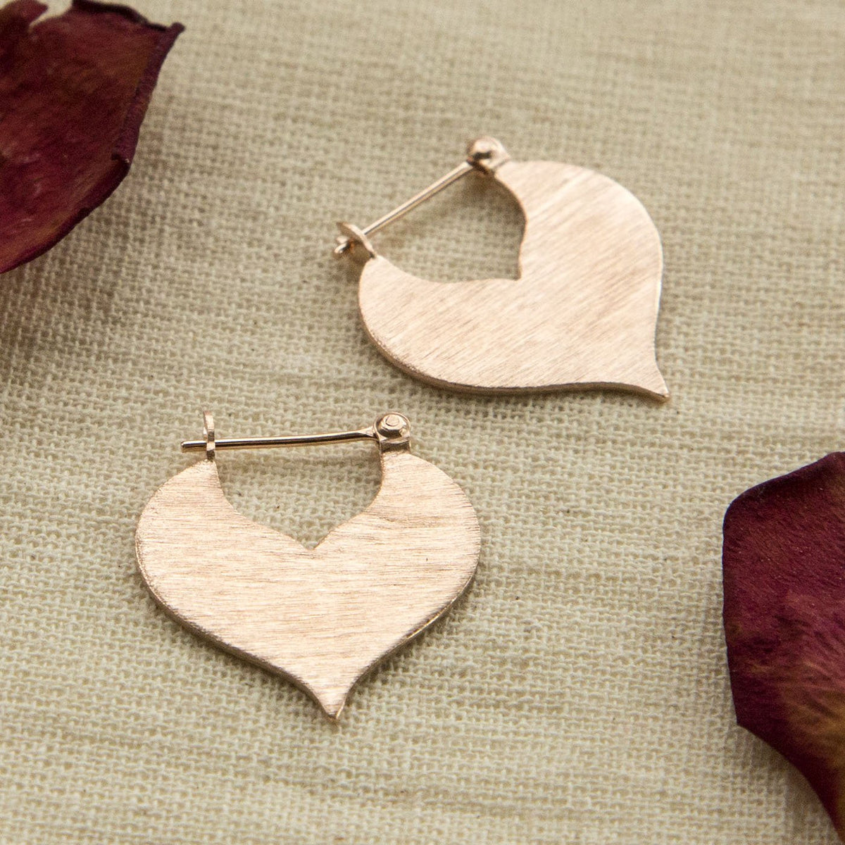Rose Gold Plated Sterling Silver Love Leaf Drop Earrings
