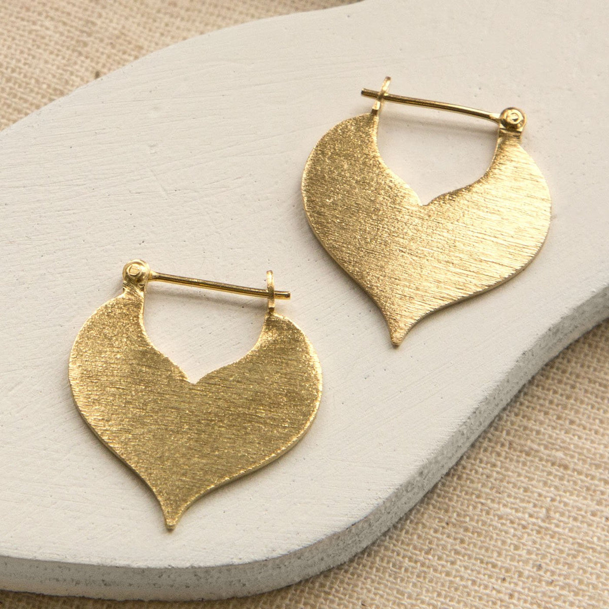 Gold Plated Sterling Silver Love Leaf Drop Earrings
