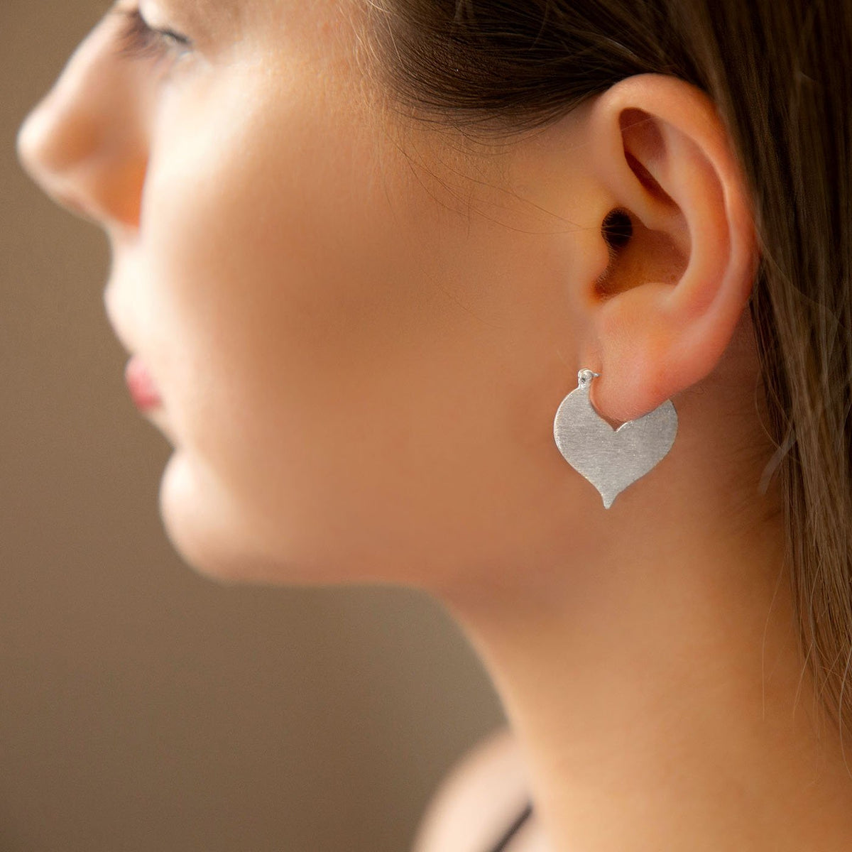 Sterling Silver Love Leaf  Drop Earrings