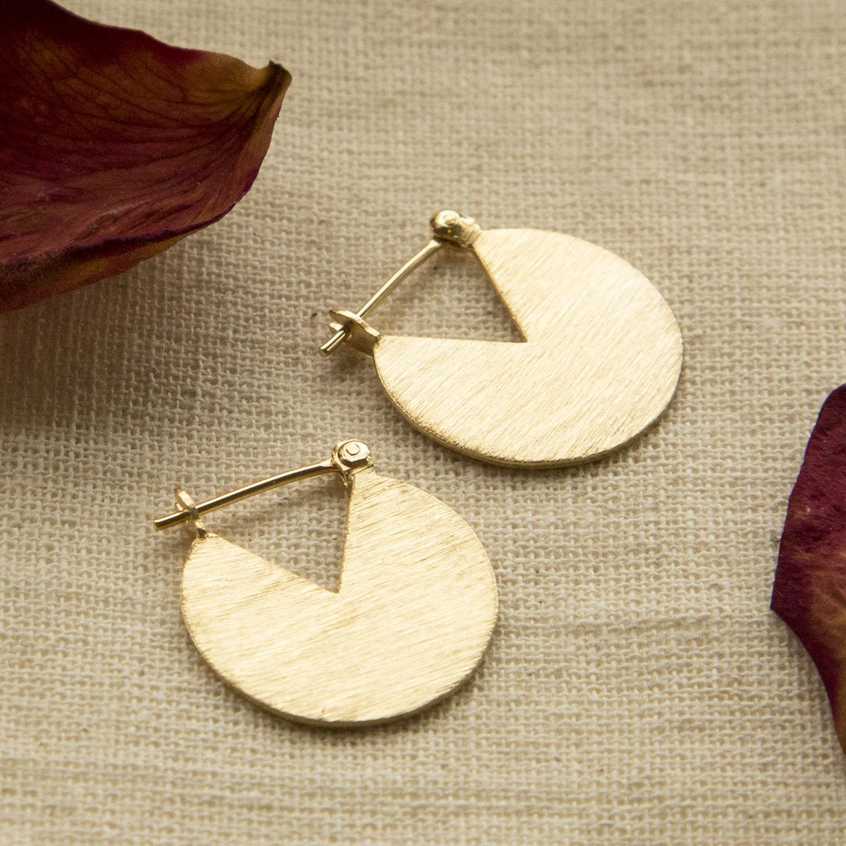 Gold Plated Sterling Silver Stolen Slice Drop Earrings