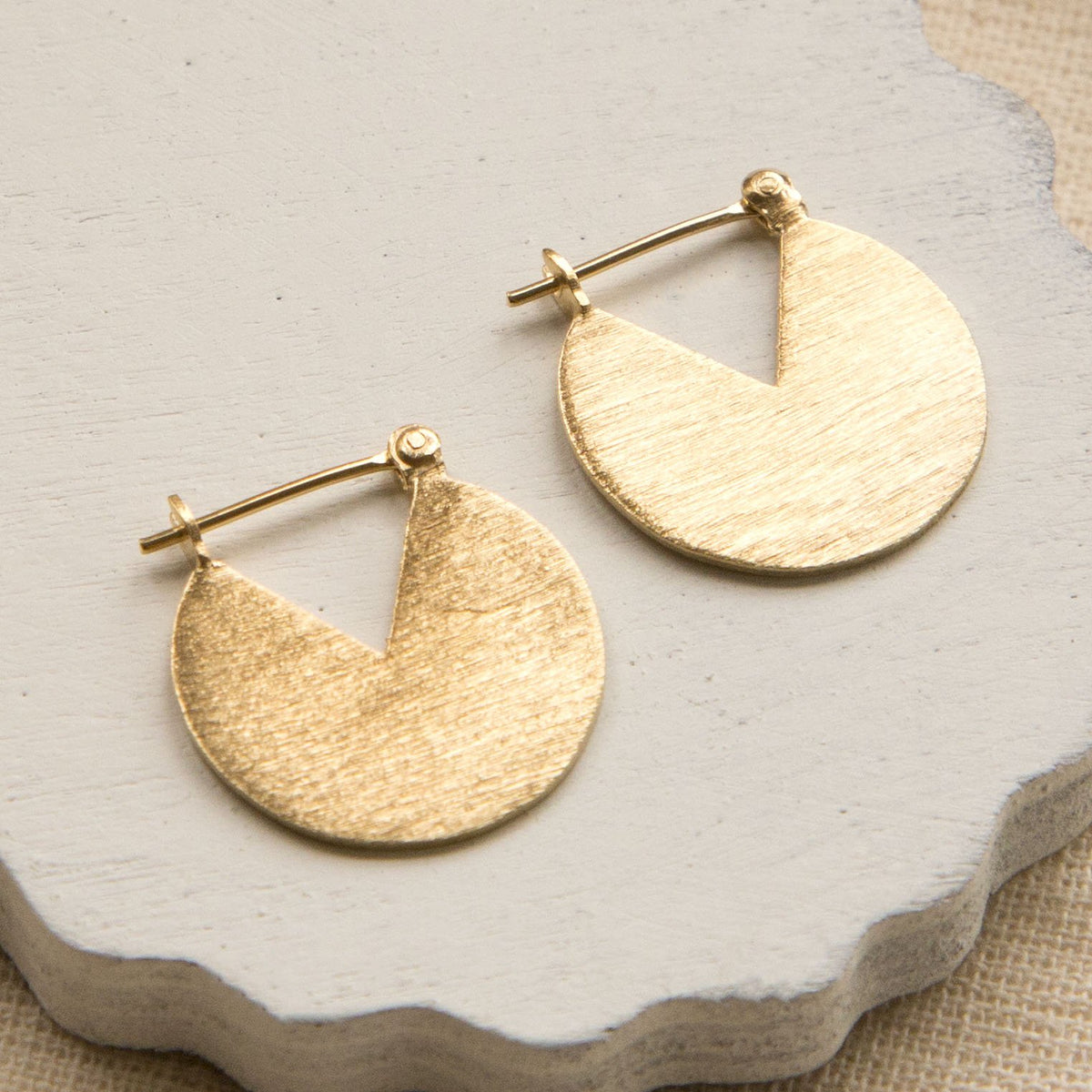 Gold Plated Sterling Silver Stolen Slice Drop Earrings