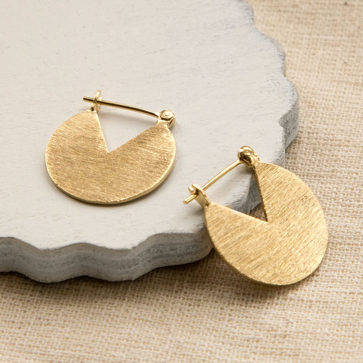 Gold Plated Sterling Silver Stolen Slice Drop Earrings