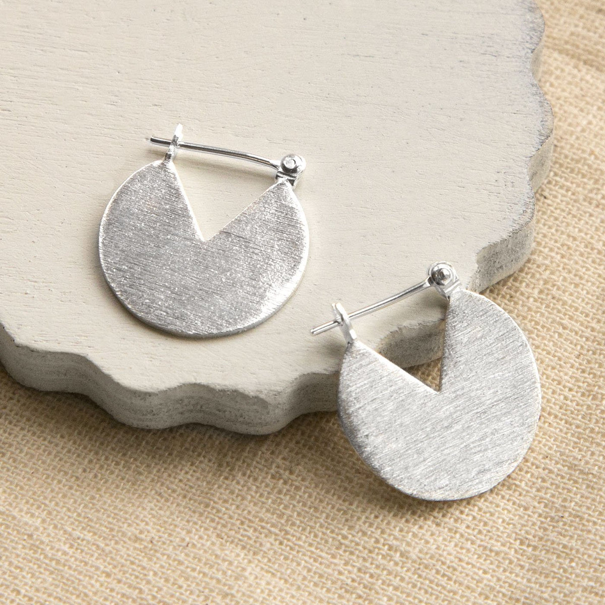 Sterling Silver Stolen Slice Drop Earrings