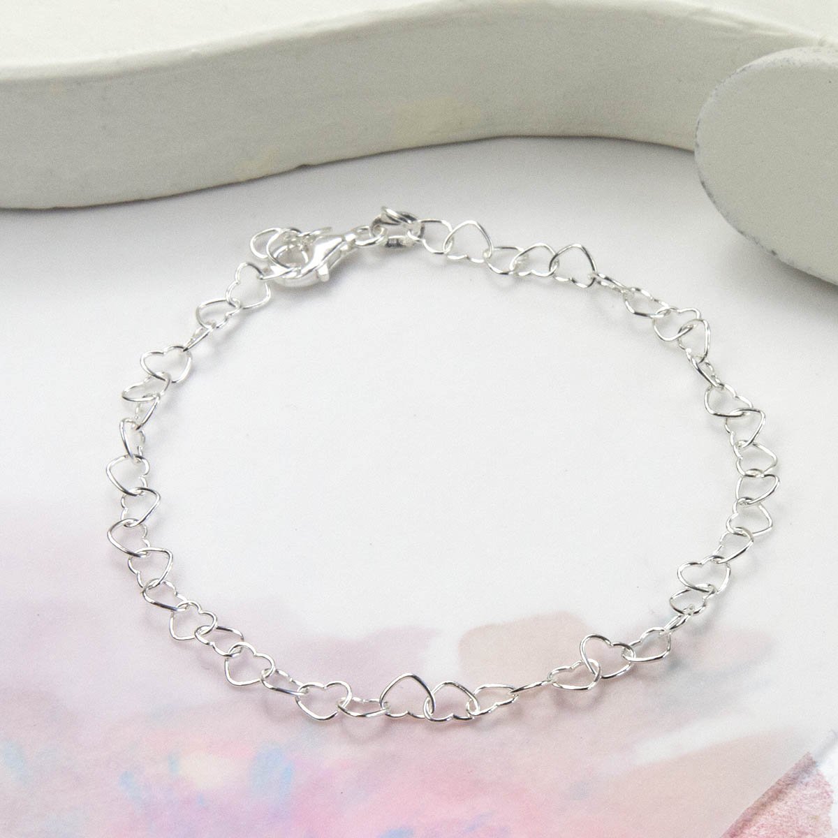 Sterling Silver Hearts Anklet