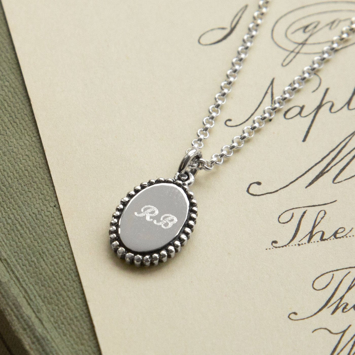 Engravable Sterling Silver Petite Oval Necklace