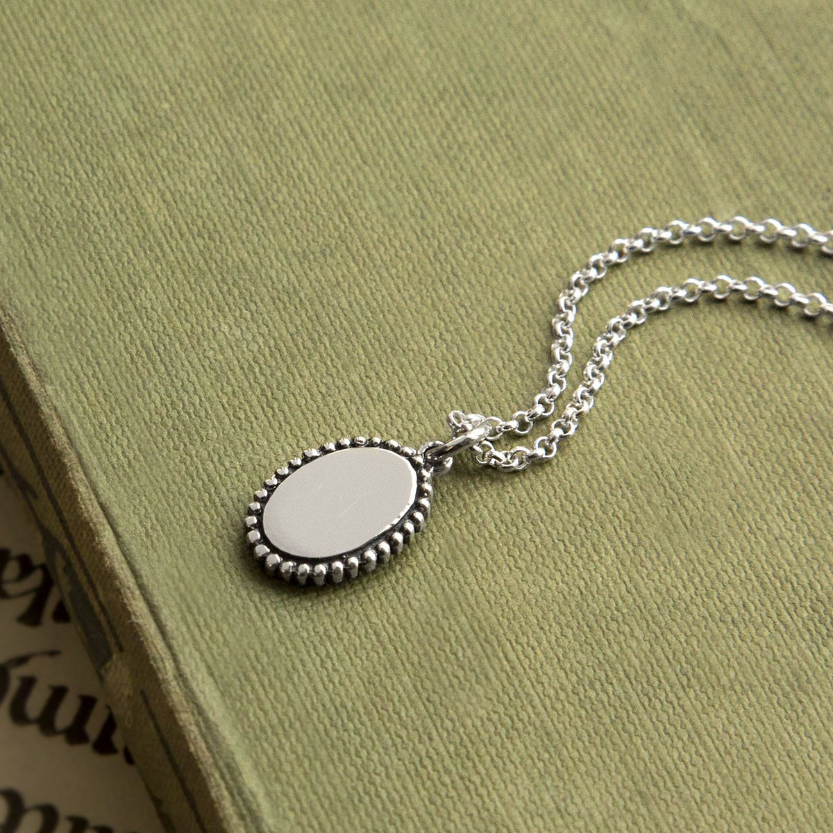 Engravable Sterling Silver Petite Oval Necklace