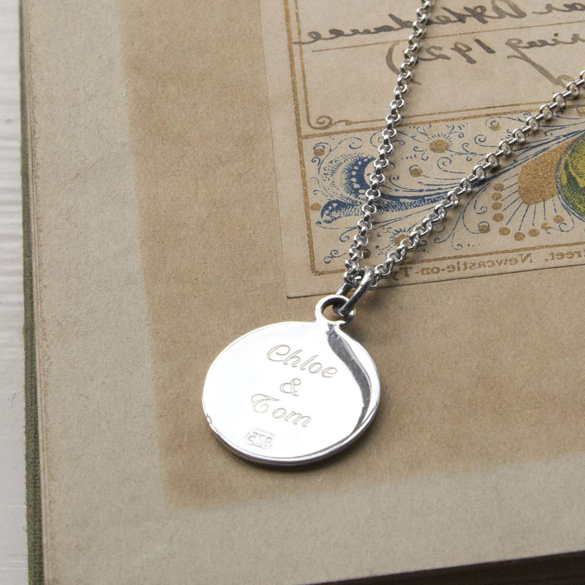 Engravable Sterling Silver Round St Christopher Necklace