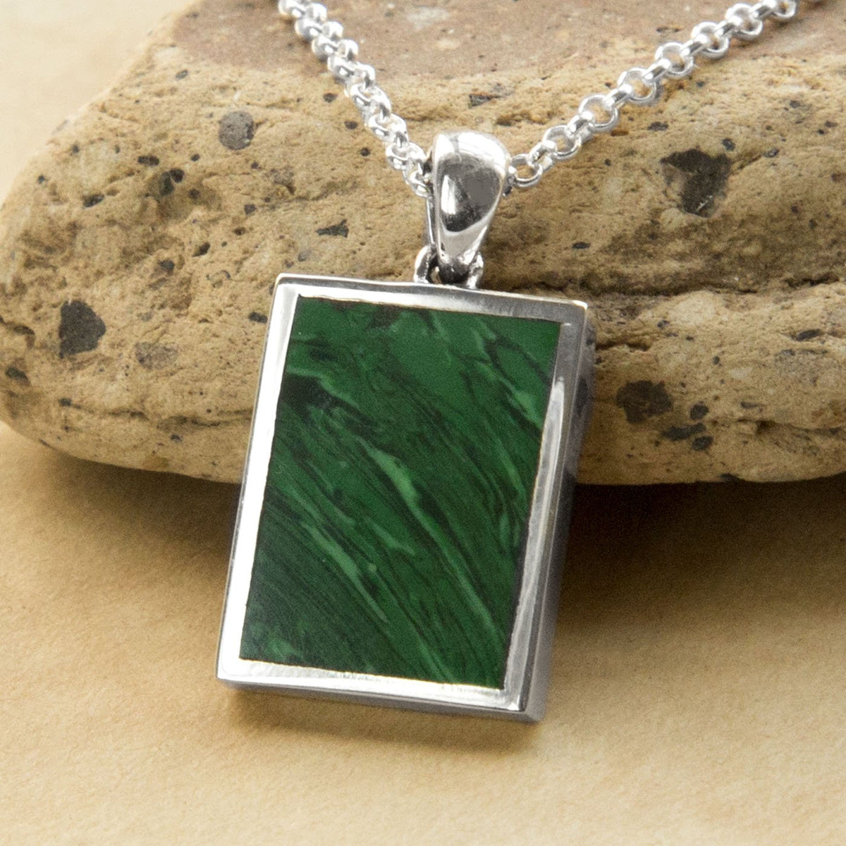 Sterling Silver and Malachite Necklace