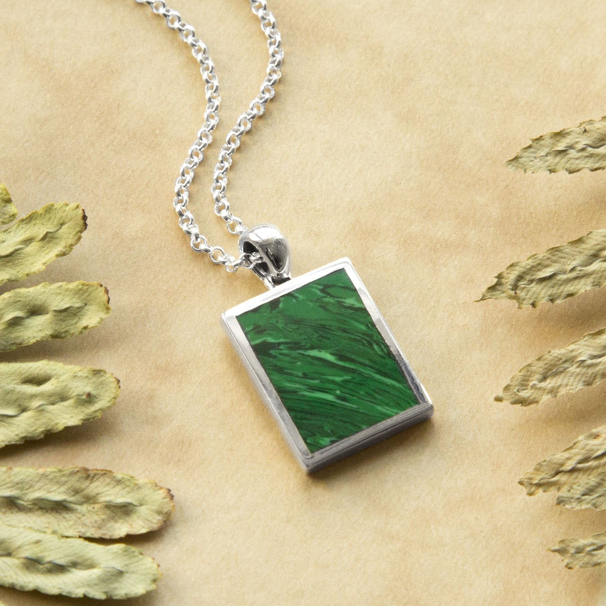 Sterling Silver and Malachite Necklace