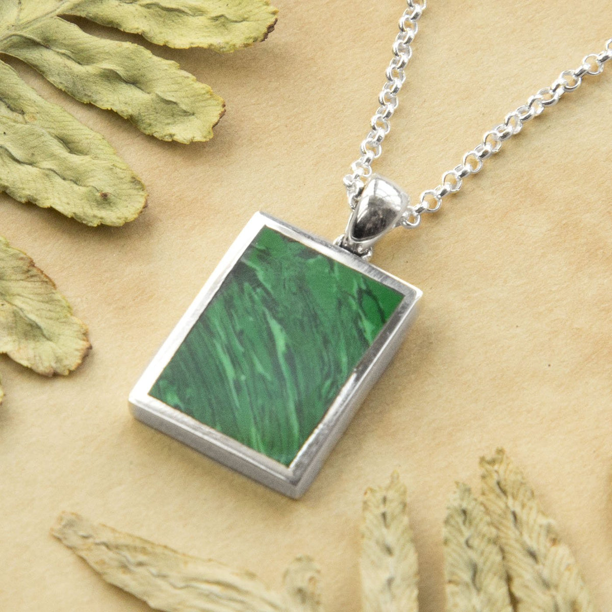 Sterling Silver and Malachite Necklace