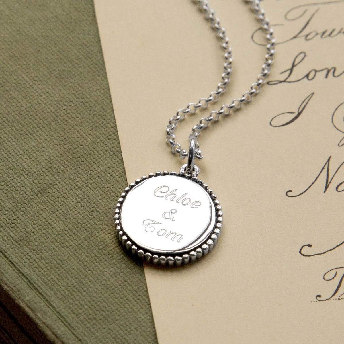 Engravable Sterling Silver Round Necklace